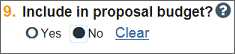 Include in proposal budgets - choose: no